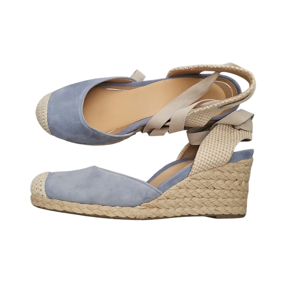 Vionic MARIS Blue Espadrille Wedge Sandals SZ 6